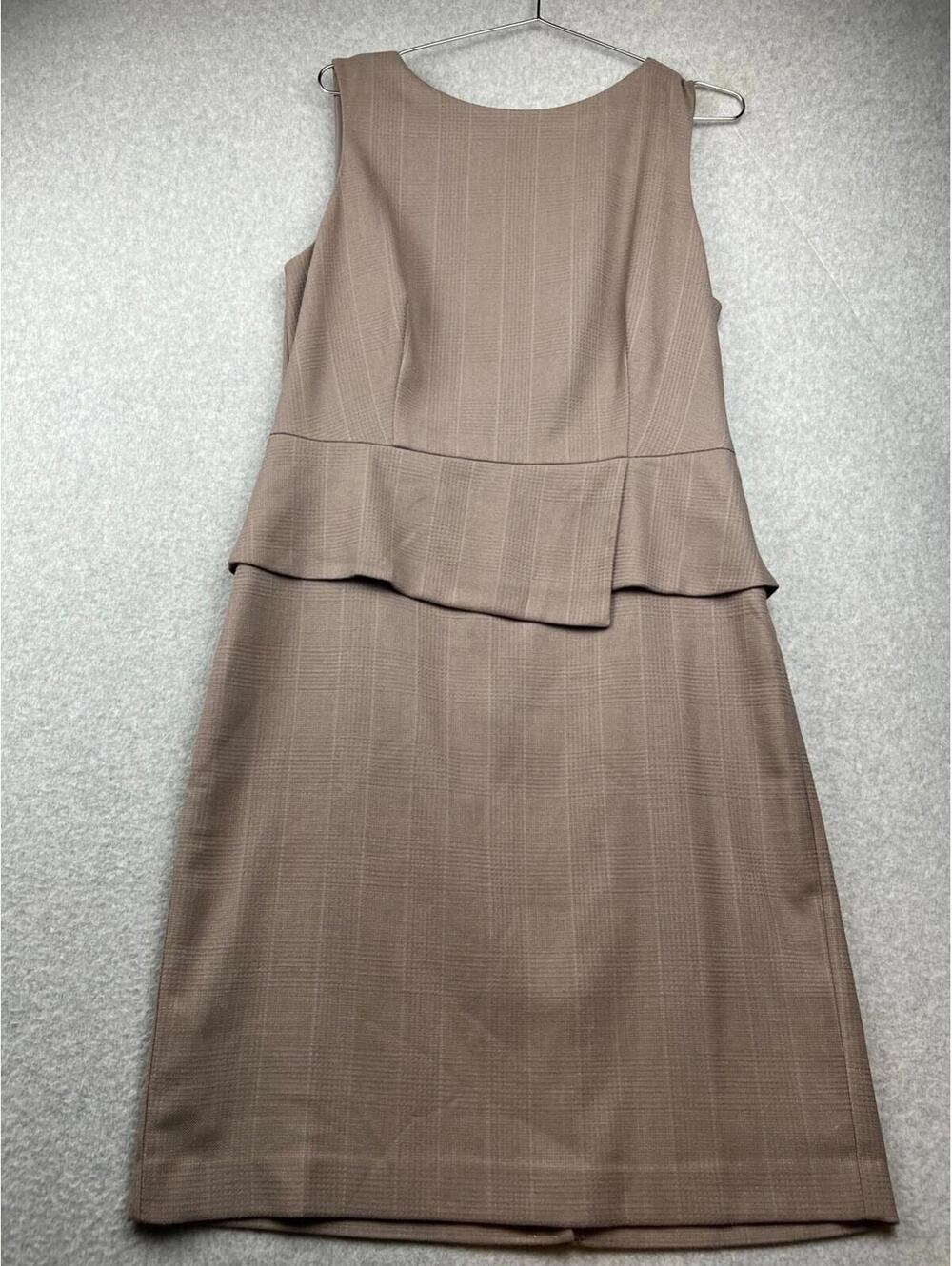 Ann Taylor Peplum Sheath Dress Women's Size 12  PinStripe Taupe Sleeveless Work